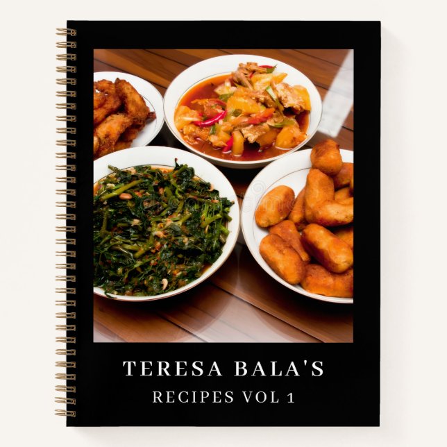 Carnet Conception de photo de recettes noir moderne éléga (Devant)