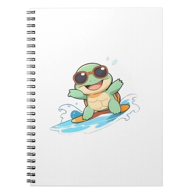 Carnet Conception de plage d'été de tortue chibi mignonne (Devant)