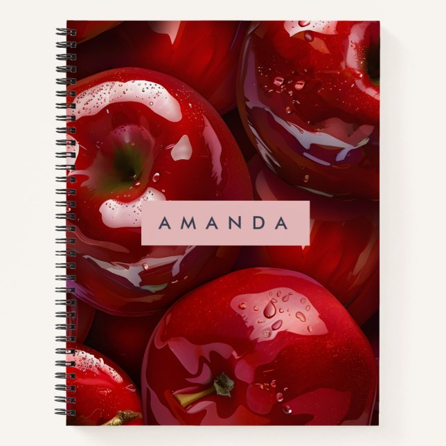 Carnet Conception de pomme rouge brillante personnalisée (Devant)