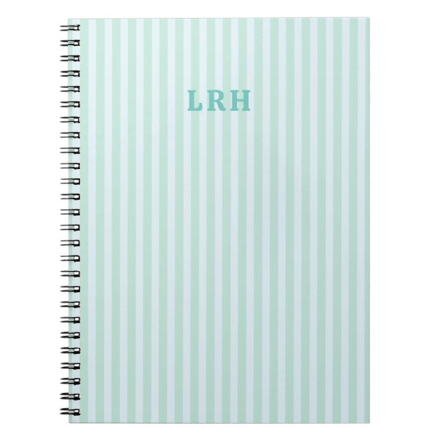 Carnet Conception de rayures bleues à motif de monogramme (Devant)