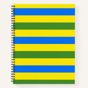 Carnet Conception de rayures bleues vertes et jaunes
