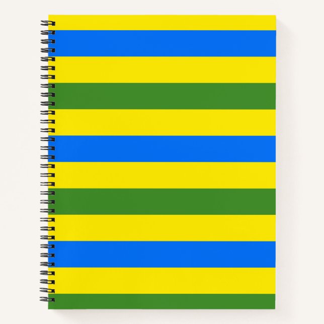 Carnet Conception de rayures bleues vertes et jaunes (Devant)