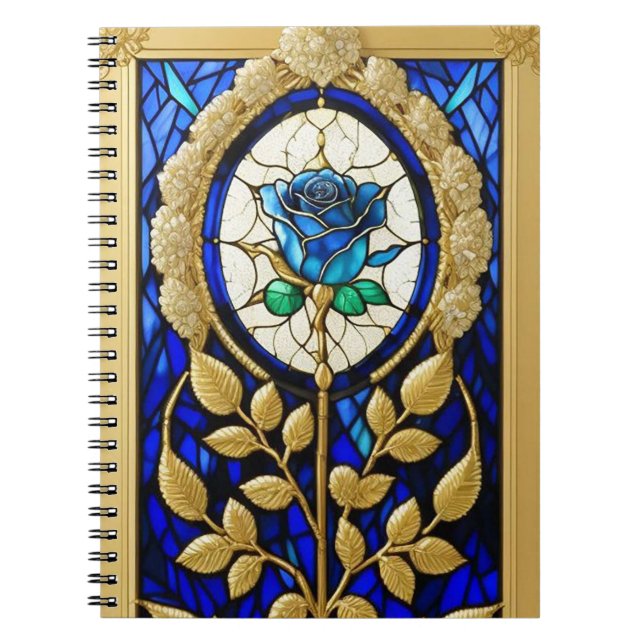 Carnet Conception de Rose Bleue en Verre Cathédrale (Devant)