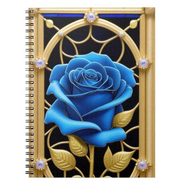Carnet Conception de Rose Bleue en Verre Cathédrale (Devant)