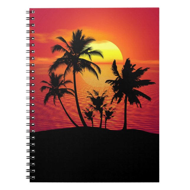 Carnet Conception de silhouette de palmiers au coucher du (Devant)
