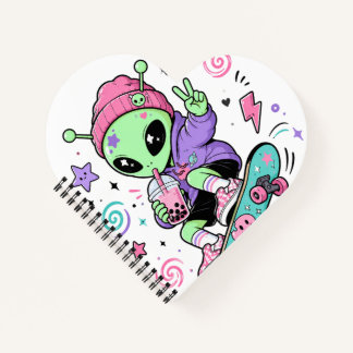 Carnet Conception de thé à bulles Alien Skater Kawaii