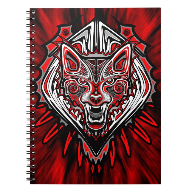 Carnet Conception de totem tribal Haida de loup (Devant)