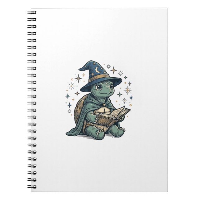 Carnet Conception de vecteur de magicien de tortue mignon (Devant)