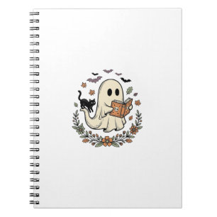 Carnet Conception de vecteur floral Halloween Chat fantôm