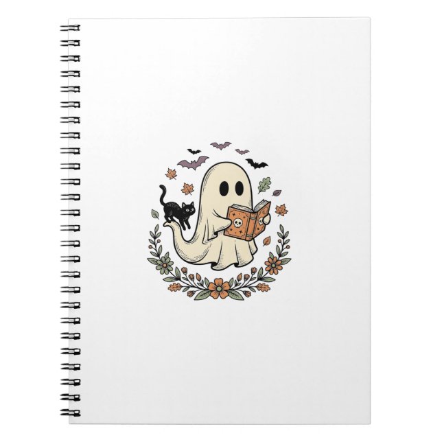 Carnet Conception de vecteur floral Halloween Chat fantôm (Devant)