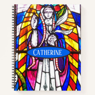 Carnet Conception de vitrail avec figure religieuse.