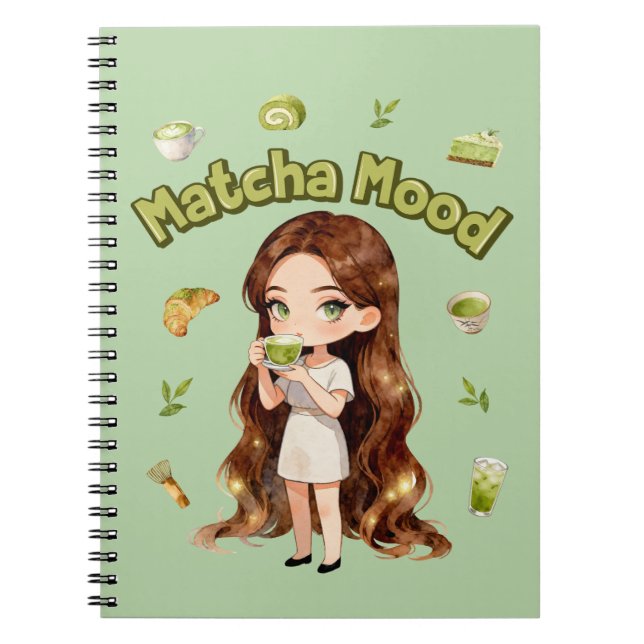 Carnet Conception d'esthétique Matcha Mood Vibes de thé v (Devant)