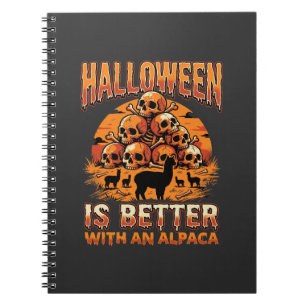 Carnet Conception d'horreur rétro de crâne d'alpaca Hallo