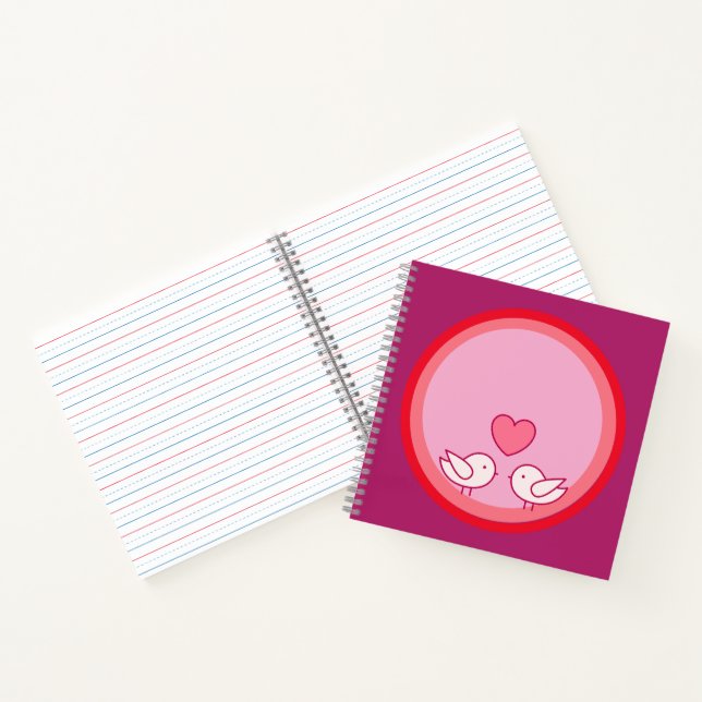 Carnet Conception d'oiseau mignon et de cœur d'amour (Intérieur)
