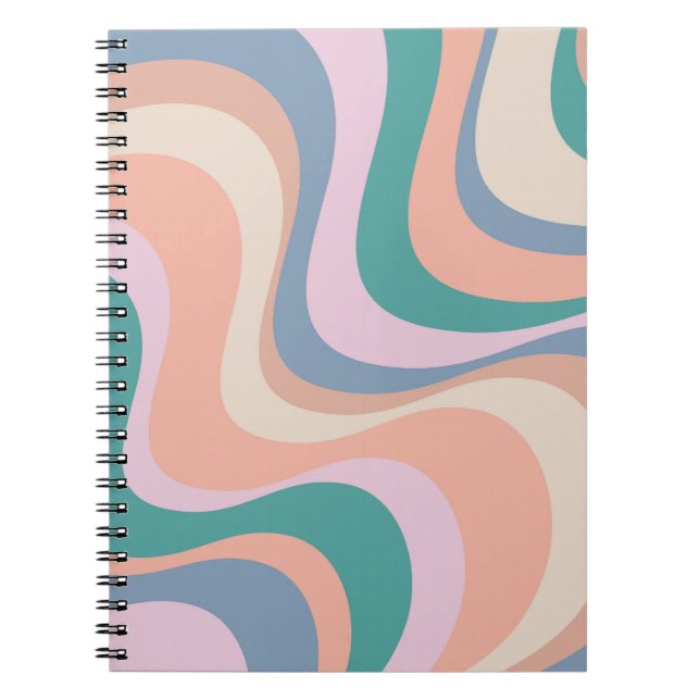 Carnet Conception d'ondes rétrogrades modernes multicolor (Devant)