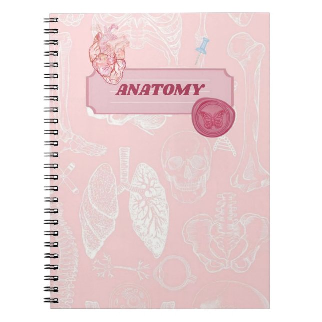 Carnet Conception esthétique d'anatomie rose pour étudian (Devant)