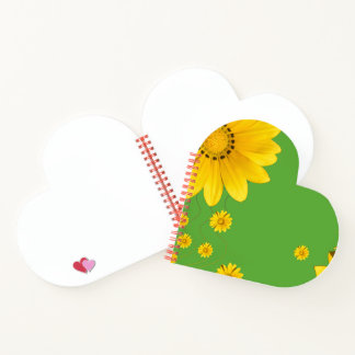 Carnet Conception florale de marguerite jaune sur fond ve