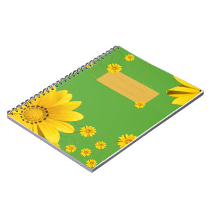 Carnet Conception florale de marguerite jaune sur fond ve
