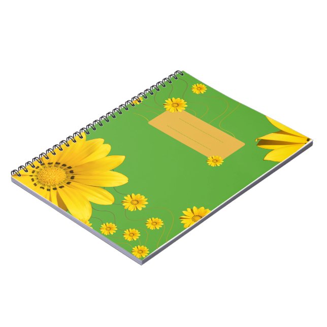 Carnet Conception florale de marguerite jaune sur fond ve (Côté gauche)