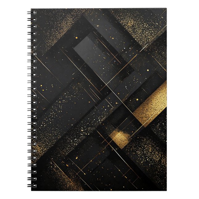 Carnet Conception géométrique abstraite noire et or (Devant)