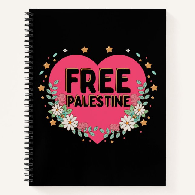 Carnet conception graphique de cœur Palestine rose mignon (Devant)