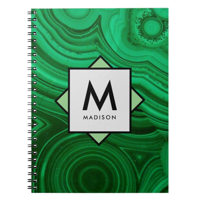Carnet Conception minérale verte avec nom et monogramme s (Devant)