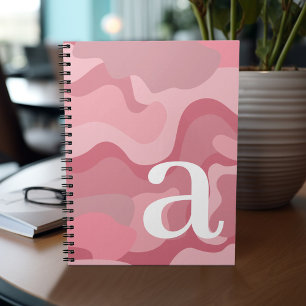 Carnet Conception minimale avec grande ligne rose Monogra