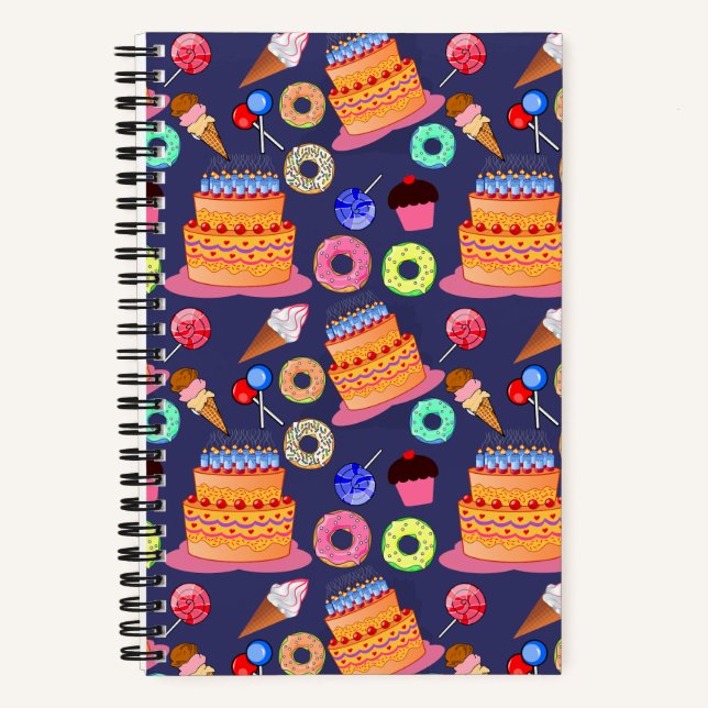 Carnet Conception Motif de pâtisserie de gâteaux d'annive (Recto)