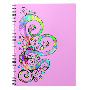 Carnet Conception peinte à la main de cœur en spirale 1