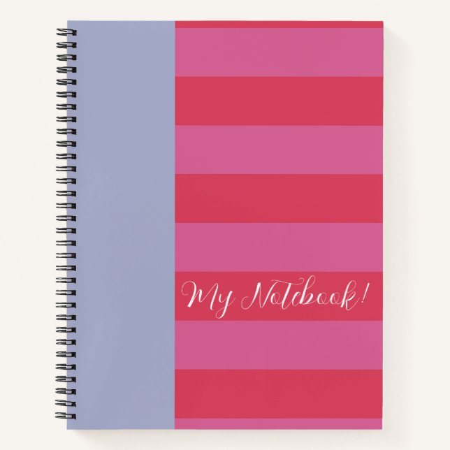 Carnet Conception rayée rose et bleu glace lumineuse et g (Devant)