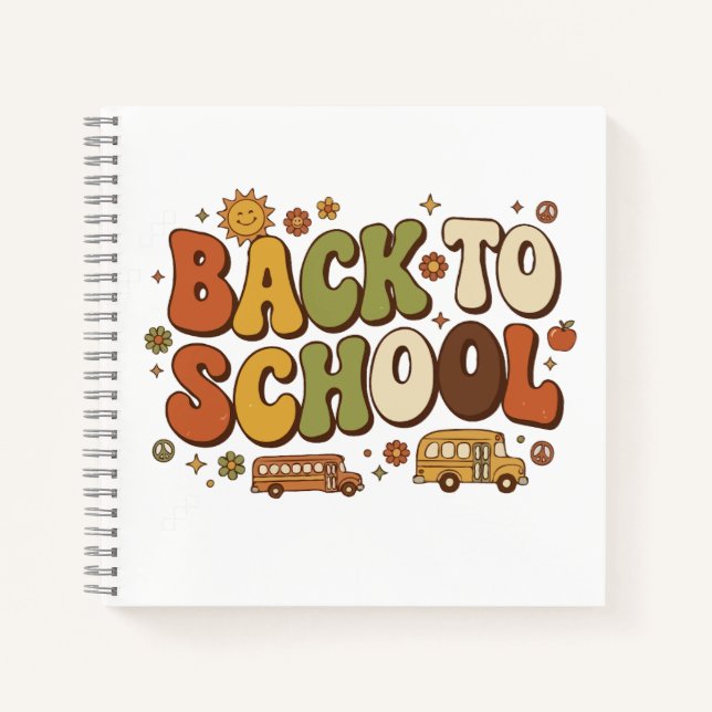 Carnet Conception Rétro Groovy de Rentree Scolaire (Devant)