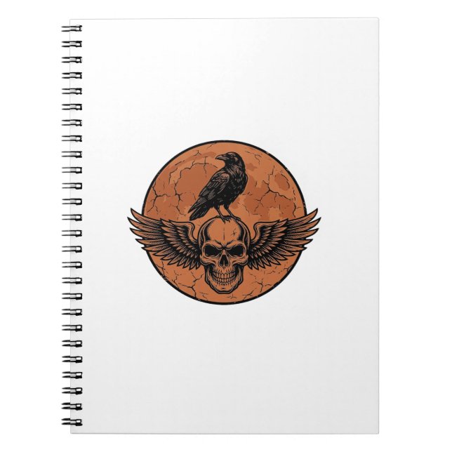 Carnet Conception Vectorielle de Crâne à Ailes de Corbeau (Devant)