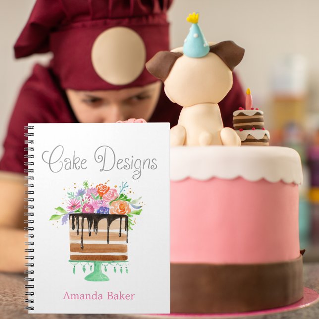 Carnet Conceptions de gâteaux floraux à l'aquarelle (Créateur téléchargé)