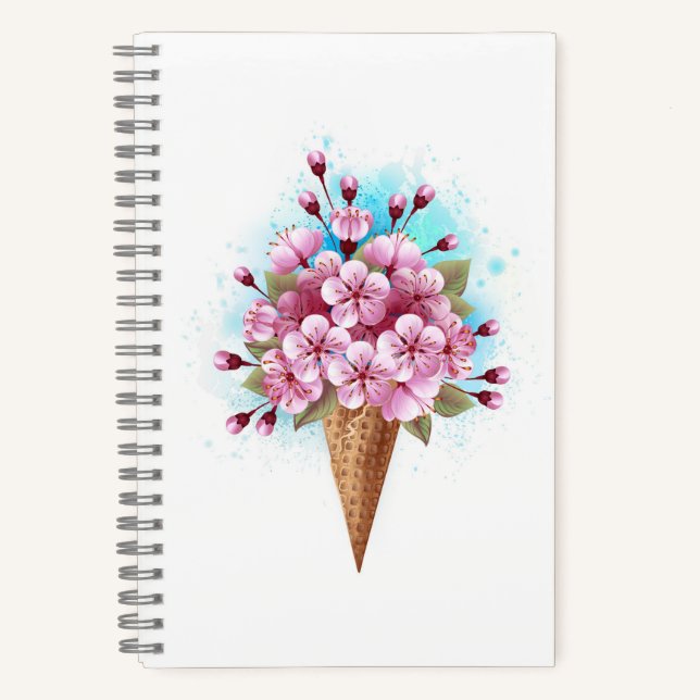 Carnet Cône rose Sakura crème glacée gaufre (Recto)