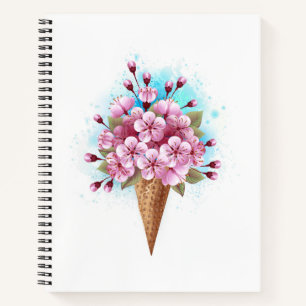 Carnet Cône rose Sakura crème glacée gaufre