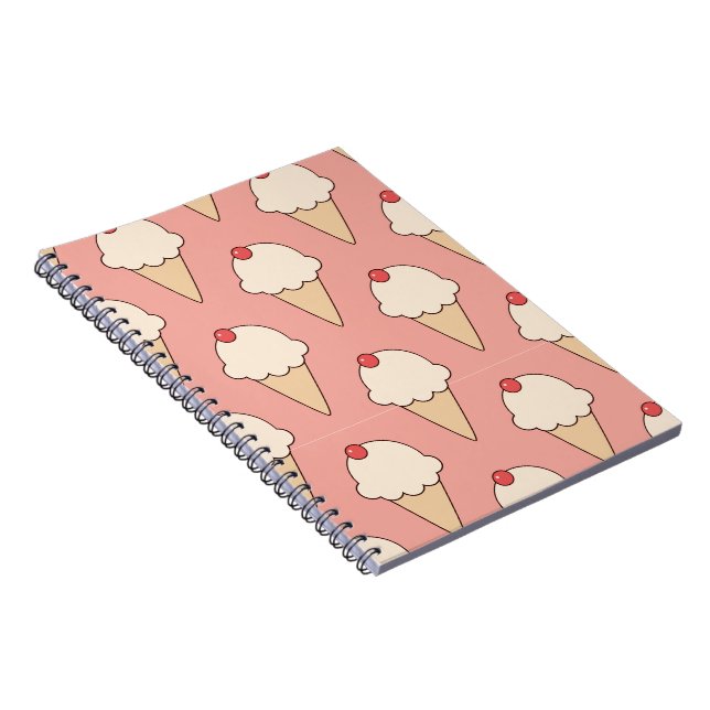 Carnet Cônes de crème glacée cerise sur le rose (Côté Droit)