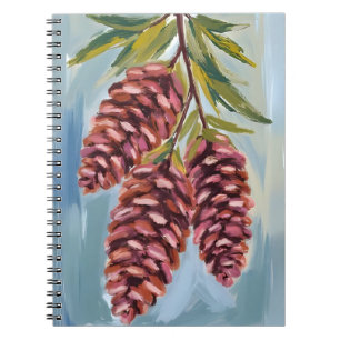 Carnet Cônes de pin d'automne   Peinture d'automne à l'aq