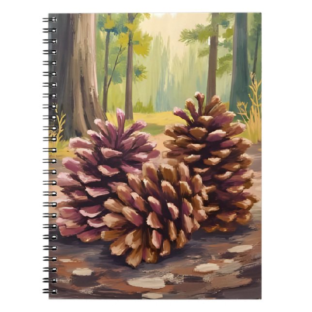 Carnet Cônes de pin | Forêt d'automne à l'aquarelle (Devant)