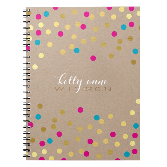 Carnet CONFETTI GLAMOROUS mignon tache or rose aquat kraf (Devant)