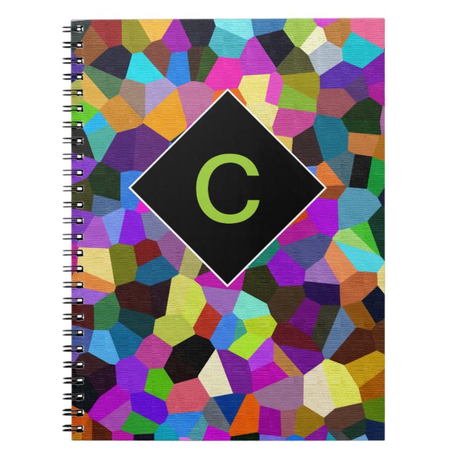 Carnet Confetti monogrammé dans les tons bijoux (Devant)