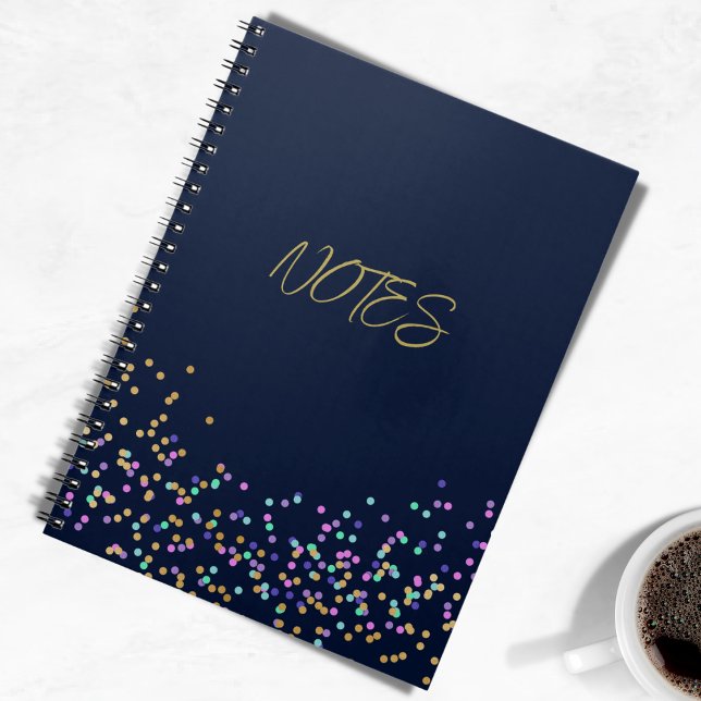 Carnet Confetti rose or bleu marine moderne élégant (Créateur téléchargé)