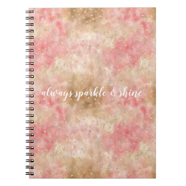 Carnet Confettis Aquarelle Or Rose Bronze (Devant)