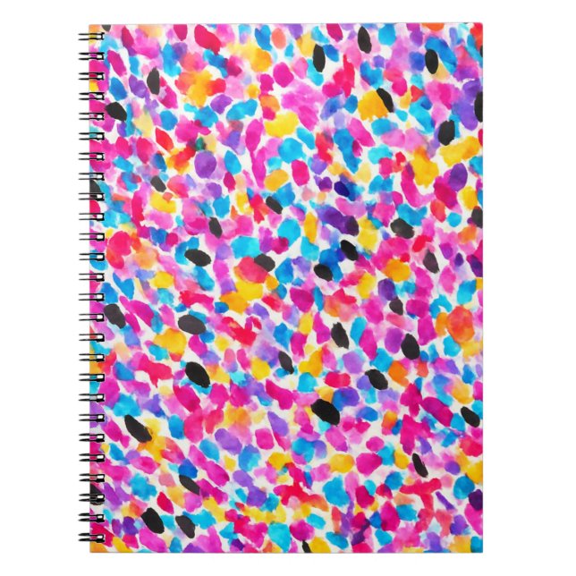 Carnet Confettis Aquarelles Abstraits Colorés (Devant)