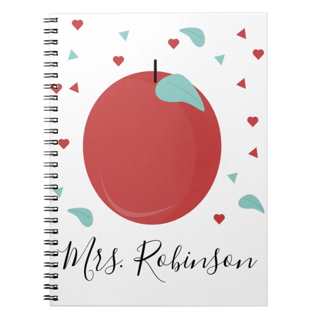 Carnet Confettis de pomme mignons nom de l'enseignant (Devant)