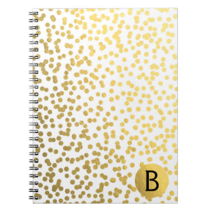 Carnet Confettis en feuille d'or Points Monogramme Modern