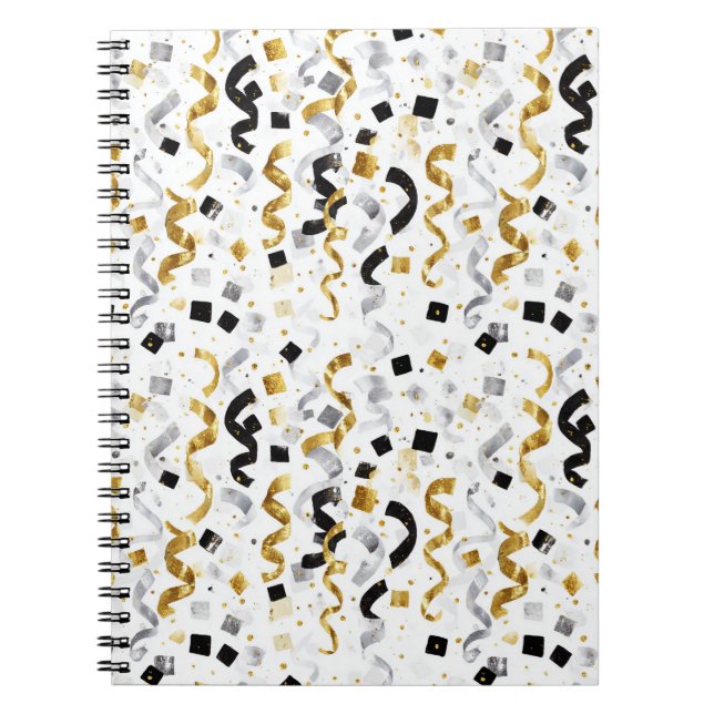 Carnet Confettis noir argent or (Devant)