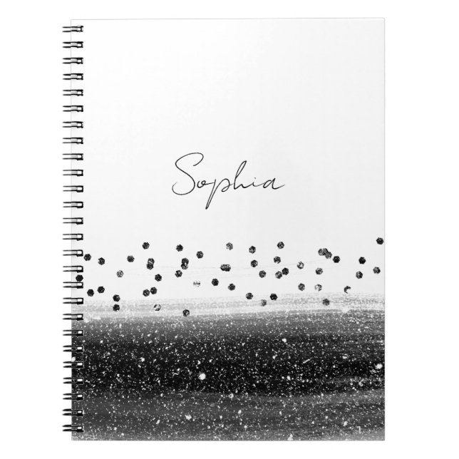 Carnet Confettis noirs scintillants de manière unique (Devant)