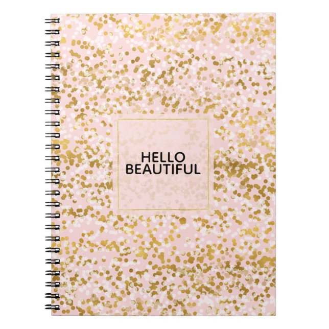 Carnet Confettis Rose Blanc Or Chic (Devant)