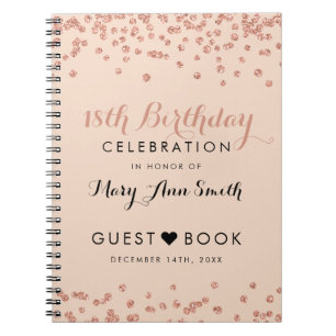 Carnet Confettis roses de parties scintillantes d'or de