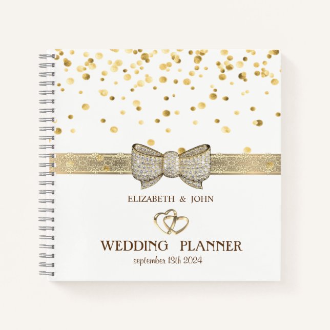 Carnet Confettis,Ruban,Coeurs  Planificateur de Mariage P (Devant)
